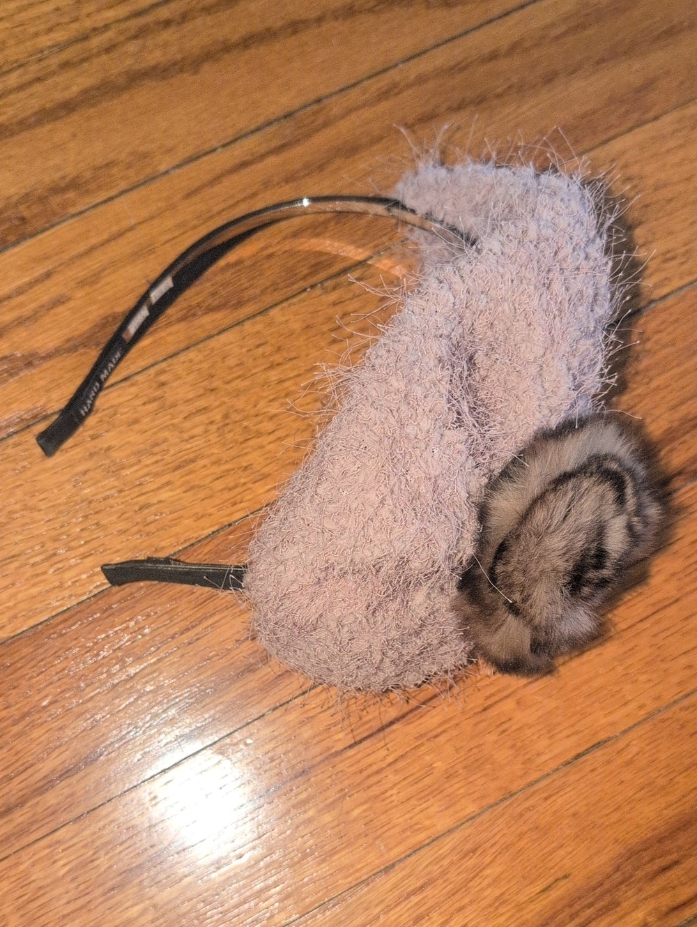 Plush Faux Fur Pink Headband with Pom Accent